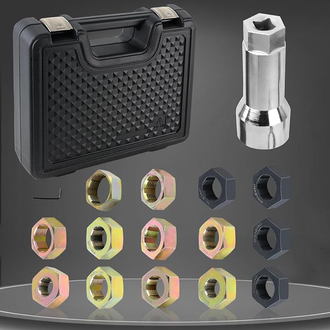 16-Piece Axle Spindle Rethreading Kit - Axle Thread Repair Kit with 10 Dies 1-1/16" Extension Bar, Axle Spindle Thread Chaser Set with Case, Essential Tool for Mechanics