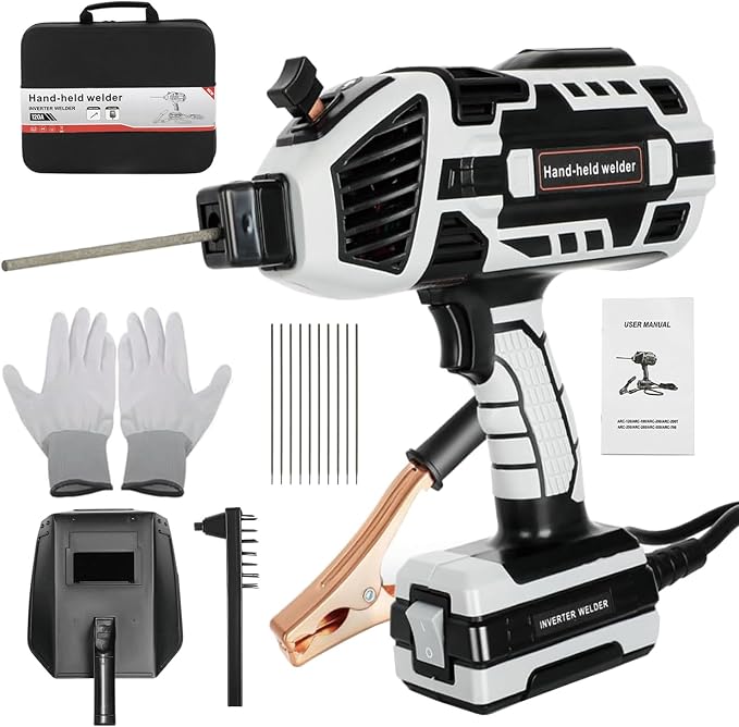 Handheld Welder Machine, 110V Portable ARC Welding Machine with IGBT Inverter 6 Variable Current Adjustment 20-120Amp Welding Output Portable Welder Handheld for 1/16"-1/8" All Size Welding Rod