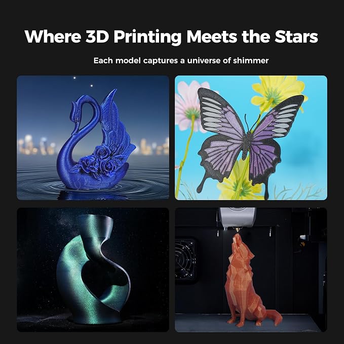 Creality Hyper PLA Galaxy Filament 1.75mm 1KG, Starry Sparkle PLA 3D Printer Filament with RFID, Designed for High Speed 30-600mm/s, Cosmic Shine for Artistic and Decorative Prints (Stardust Gray)