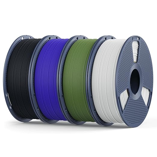 Matte PLA Filament 1.75mm, 4kg(8.8lbs) SUNLU 3D Printer Filament, Matte Surface Texture, No Clogging, Less Brittle, Black+White+Klein Blue+Olive Green