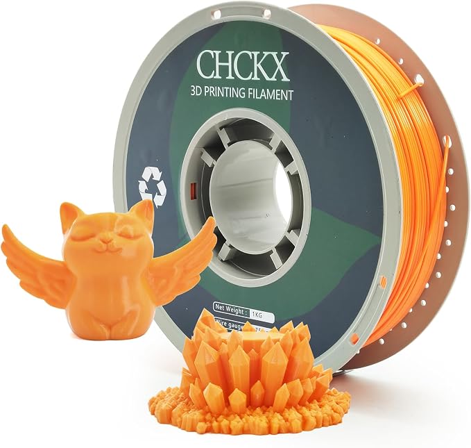 PETG 3D Printer Filament, Dimensional Accuracy +/- 0.03 mm, 1kg Spool(2.2lbs), 1.75 mm Fit for Most 3D Printers,Orange