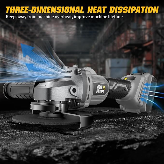 Angle Grinder 4-1/2" Cordless Compatible with DEWALT 20V Max Battery, Brushless Power Grinder Tool, 6 Variable Speed with 11 Wheels for Cutting Grinding Polishing (Tool Only)