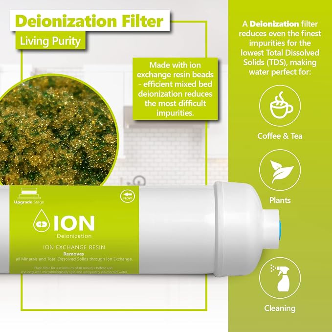 Express Water - 1 Year Deionization Reverse Osmosis System Replacement Filter Set - 6 Filters with 50 GPD RO Membrane - 10 inch Size Water Filters