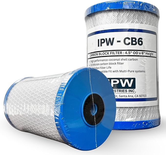 IPW Industries | CB6 Carbon Block Replacement Filter for Reverse Osmosis Water Filter System, Effective Water Filtration Cartridge for MP & MPC System