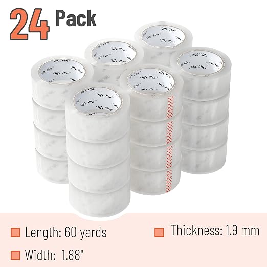 Mr. Pen- Packing Tape, 24 Pack, 2” Wide, 60 Yards, Clear | Heavy Duty Packing Tape Bulk for Shipping, Packaging, Moving and Storage