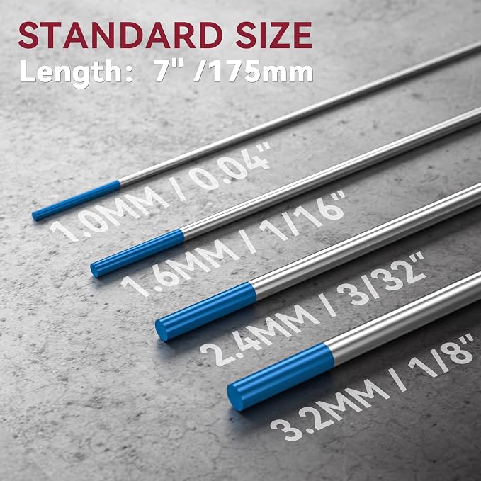ARCCAPTAIN TIG Tungsten, TIG Welding Tungsten Electrode Blue 2% Lanthanated 5pc 1/16" x 7" & 5pc 3/32" x 7" (WL20/EWLa-2)