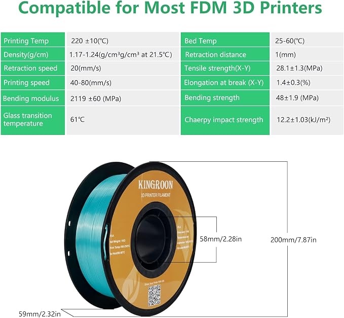 Kingroon Silk PLA Bundle 3D Printer Filament, Dimensional Accuracy +/- 0.03 mm, 10 kg Spool(22lbs), PLA Shiny Filament 1.75 mm（2Gold+Orange+Green+Red+Yellow+Blue+Purple+Silver+Copper, Silk PLA