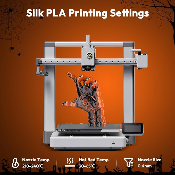 AMOLEN Silk PLA 3D Printer Filament Bundle 2KG, Dual Color PLA 1.75mm Pack, Shiny Color Change 3D Printing PLA Filament for Most FDM 3D Printer, Black Orange & Black Pink, 1KG X 2 Spools