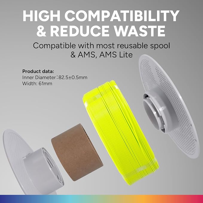 OVERTURE Refill PETG 1.75mm Spoolless 3D Printer Filament, 1kg (2.2lb) Refilament for Bambu Lab Reusable Spool, Accuracy +/- 0.02 mm, Fit Most FDM 3D Printers(Grass Green)