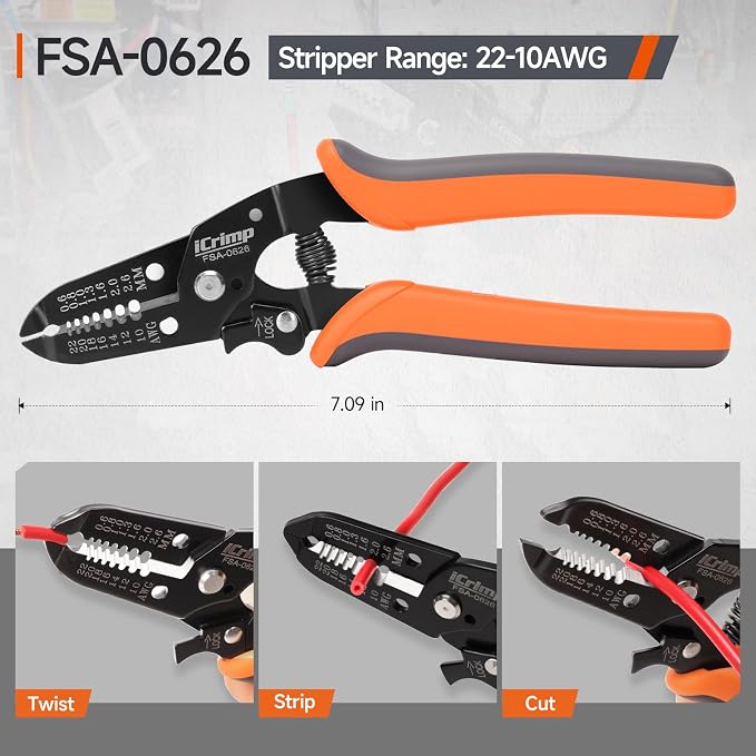 iCrimp Ratcheting Crimping Tool Set 8 PCS - Quick Exchange Jaw for Heat Shrink, Open Barrel, Insulated and Non-Insulated Ferrules AWG 20-2