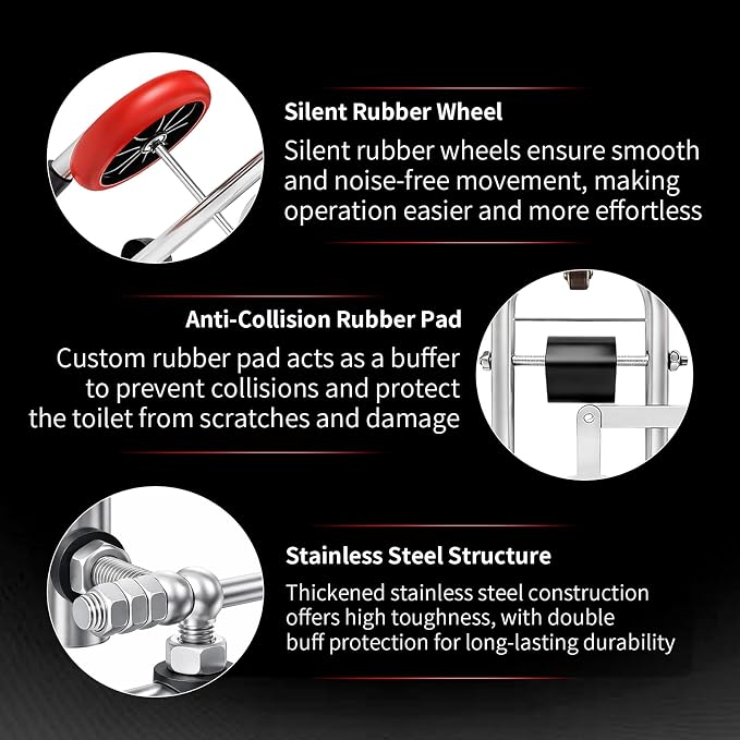 Toilet Lift Cart Jack with Wheels Seat Lifter Tightening Removal Tool Lifting Dolly Tilt for Disabled Use Portable Mobility Aid Positioning Installation Tools for Plumbers Pick up Device