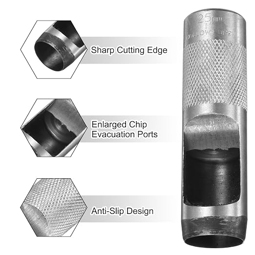 HARFINGTON Leather Round Hole Punch, 25mm Hollow Hole Puncher Cutter Carbon Steel Circle Hole Punching Cutting Tool for Belt/DIY Leather Craft