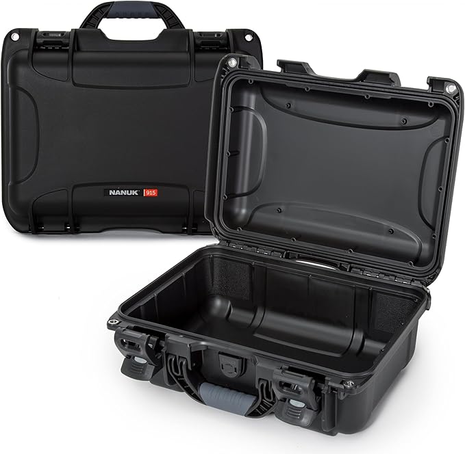 NANUK 915 Empty Hard Case, IP67 Waterproof, Dustproof and Impact Resistant, 13.8” x 9.3” x 6.2” – Rugged Construction for Ultimate Protection, Made in Canada – Black