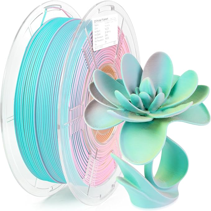 iSANMATE Matte 3D Printer Filament, 3-in-1 Color Rainbow Filament, Coextrusion 3D Filament, Rapid Magic Color Change Filament 1.75mm, Dimensional Accuracy +/- 0.03 mm, Moonstone 1KG/Spool