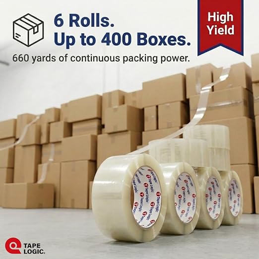 Tape Logic Packing Tape (6-Rolls), 2" x 55 yd - Heavy Duty Packaging Tape Refill for Shipping, Moving, Order Fulfillment, Acrylic 2.6 Mil