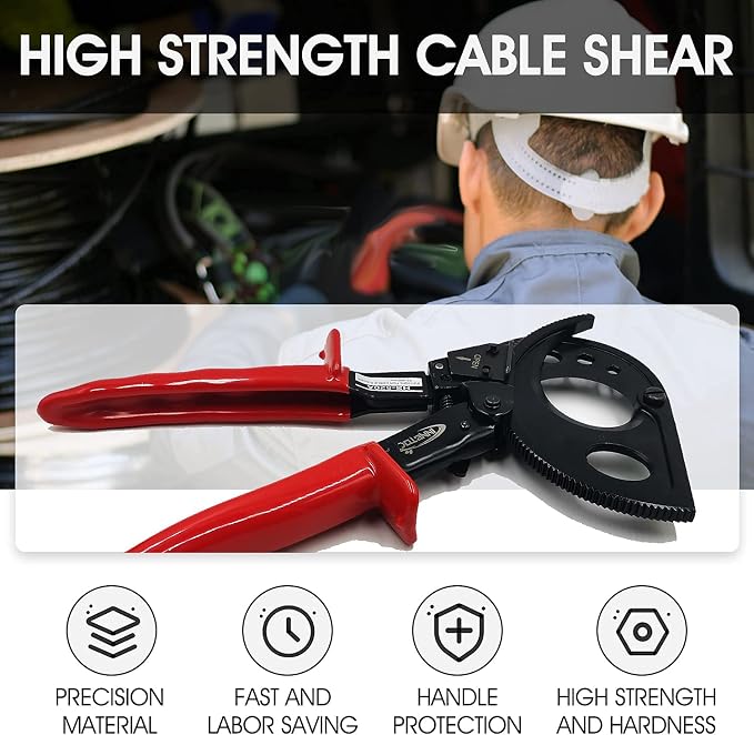 Ratcheting Cable Cutter, 400mm2 Aluminum Copper Wire Cutters for Cutting electrical wire as Ratchet Wire Cutters (400mm2)