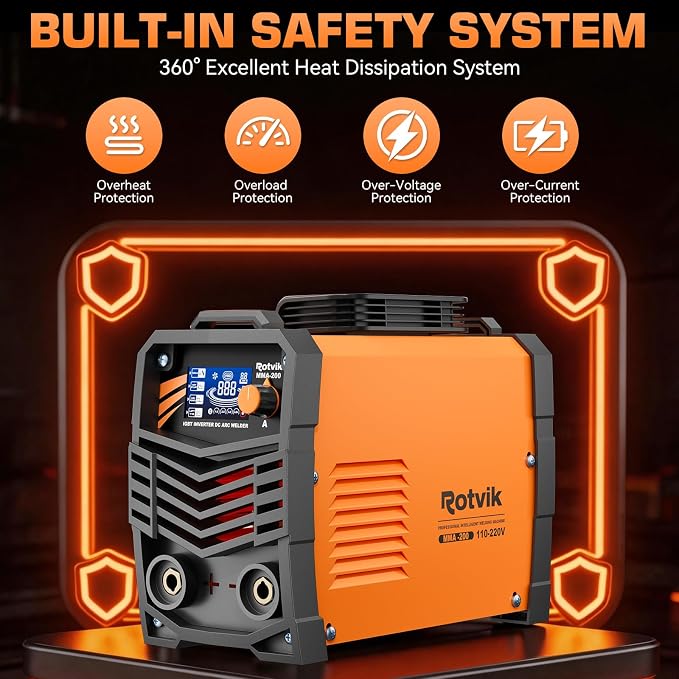 200Amp Stick Welder-Large LED Display, 110V/220V Dual Voltage Portable MMA Welding Machine with Hot Start, Arc force and Anti-Stick, Lift TIG Torch & 220V Adapter, 20PCS Rods Stick Welder