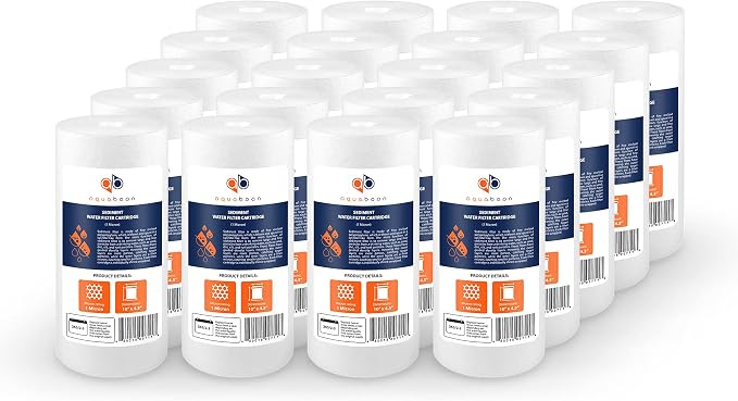 Aquaboon Whole House 1 Micron Water Filter 10 x 4.5 Against Sediment Water Filter Cartridge Replacement Compatible with DGD-5005, AP810, 20-Pack