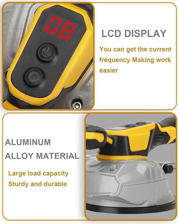 Tile Vibration Leveling Machine for Dewalt 20V Battery, Cordless Tile Vibration Machine Installation Tool 150W Tiler Vibrator with 8 Speed, Suction Cup, Digital Display for Floor (Tool Only)
