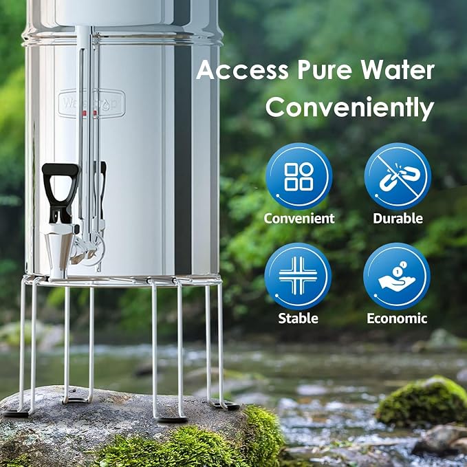 Waterdrop BST Water Filter Stand, Replacement for Berkey®, Purewell®, ProOne®, Alexapure® and Wterdrop Gravity Water Filter System, Stainless Steel Stand with Rubberized Non-Skid Feet