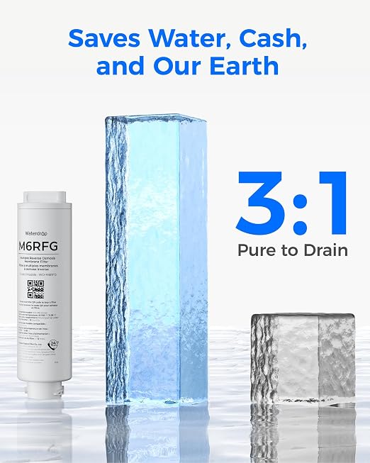 Waterdrop M6RFG RO Water Filter, Replacement for Waterdrop M6CG Countertop Reverse Osmosis System, 12-Month Lifetime