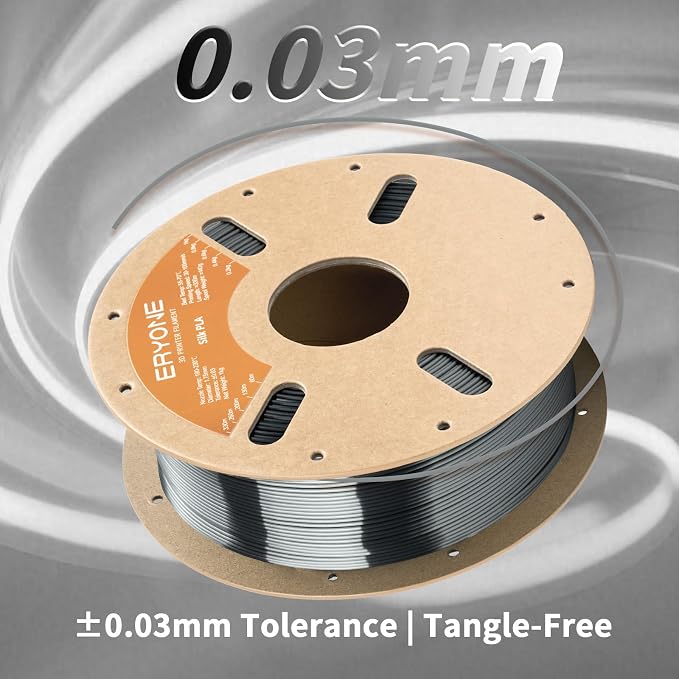 ERYONE Silk PLA Filament for 3D Printer 1.75mm +/- 0.03mm, Shiny Filament 1kg (2.1lbs)/Spool, Gunmetal Gray