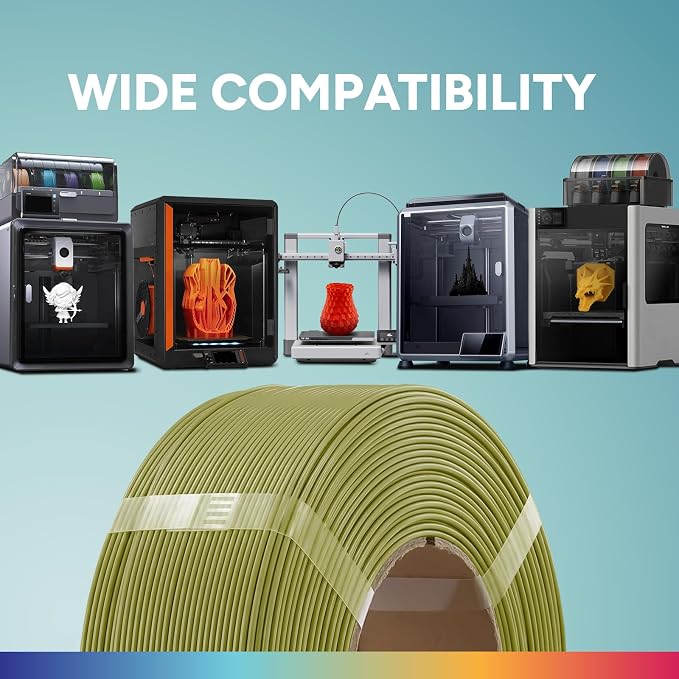 OVERTURE High Speed PLA Filament Refill 1.75mm, Rapid PLA Spoolless 3D Printing Filament, 1kg (2.2lb) Refilament for Bambu Lab, Accuracy +/- 0.02mm, Fit Most FDM Printers (Olive Green)