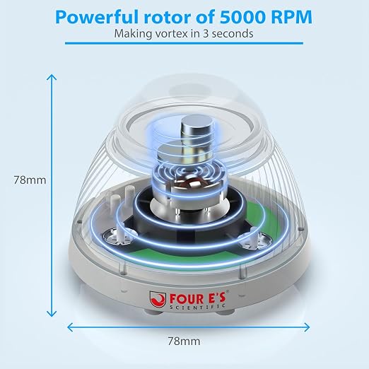 FOUR E'S SCIENTIFIC 5000 RPM Vortex Mixer Paint Shaker, Touch Function for Model Paint, Lash Extensions Adhesive, Nail Polish with Extra Grey Silicone Cap & 100 Pcs Stainless Steel Mixing Balls