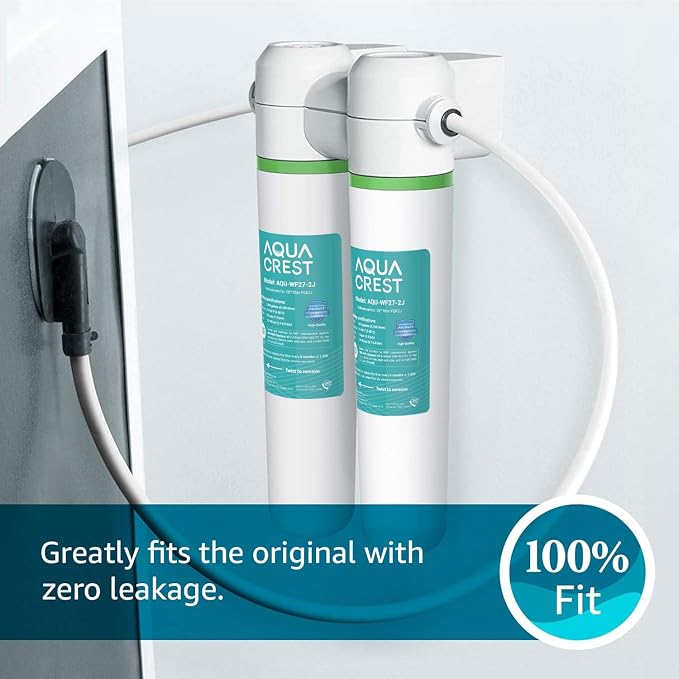 AQUA CREST FQK2J Under Sink Water Filter, Replacement for GE FQK2J, FQK1K, Compatible with GE GXK255TBN, NSF/ANSI 42 372 Certified, 1350 Gallons Dual Flow Drinking Water Replacement Filters, 4 Pack