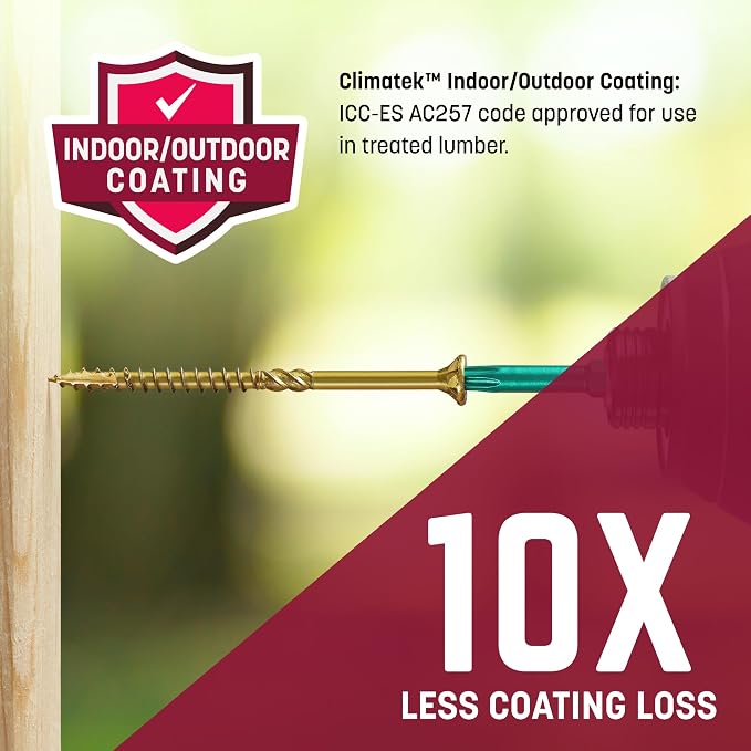 GRK Fasteners R4™ #10 x 4 Inch, Multi-Purpose Framing Screws, 270 PCS, Rust Resistant Climatek™ Coating, Outdoor Fencing and Deck Screws, Fast Bite Tip, Star Drive Recess, T-25 Bit Included, Gold