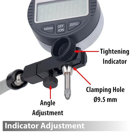 Clockwise Tools Digital Indicator with Magnetic Base Holder Stand, DIBR-0055 0-0.5 Inch/12.7mm, Inch/Metric Conversion, Auto Off