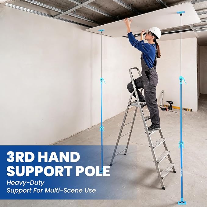 Cabinet Jacks for Installing Cabinets, 48.4"-118" Heavy Duty Adjustable Support Pole with 2-Way Adjust & Dual-Speed Lift, 3rd Hand System for Drywall Lift, Dust Barrier Poles & Ceiling
