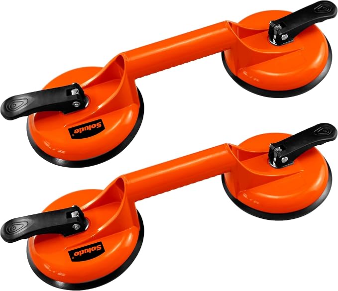 2 Pack Glass Suction Cups,Aluminium Heavy Duty Vacuum Handle Glass Holder for Lifting Large Glass/Window/Tiles/Mirror/Granite/Floor Gap Fixer/Windshield Removal & Install Tool