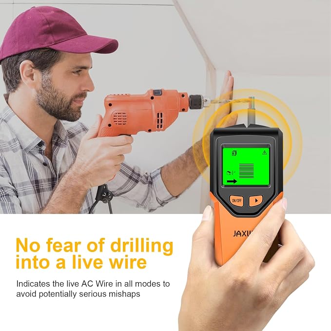 Stud Finder Wall Scanner - 5 in 1 Stud Finder Tool w/Smart Chip and HD LCD Display, Stud Detector Beam Finders for the Center and Edge of Wood AC Wire Metal Studs Joist Pipe (Onion)