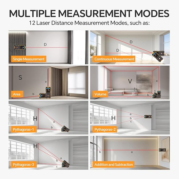 Stud Finder Wall Scanner - with Laser Distance Meter & Digital Level, 5 in 1 Rechargeable Multifunctional Stud Detector with Upgraded Sensor, HD LCD Display and Voice