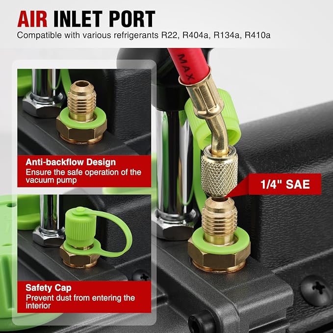 Nilight 4 CFM Vacuum Pump HVAC, 1/3 HP 110V Single Stage AC Vacuum Pumps Kit for R22 R404a R134a R410a, 5 Pa Ultimate Vacuum for Auto Air Conditioning Servicing Refrigerant Recharging, Oil Included