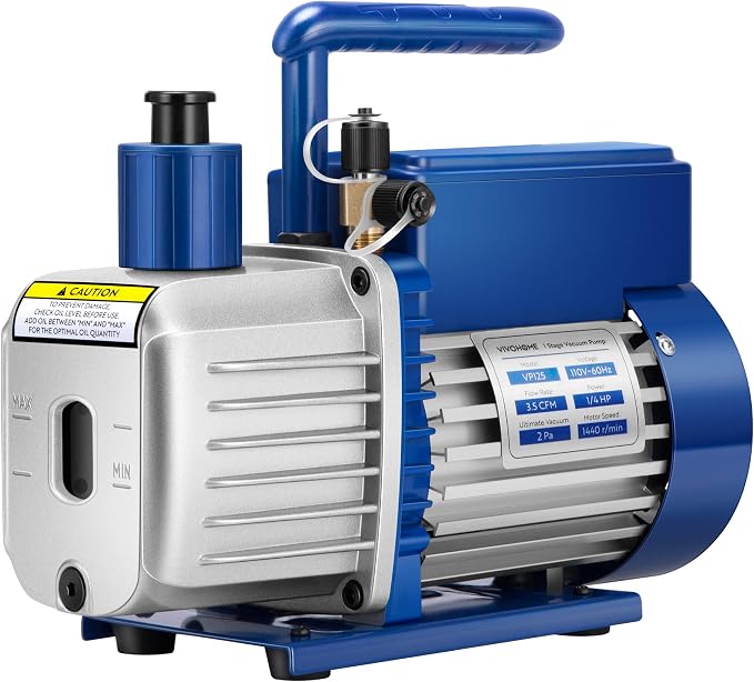 VIVOHOME 1/4 HP 3.5 CFM 1 Stage A2L HVAC Vacuum Pump, Sparkless Motor for R32 R1234yf R454B R134a R22 R410a Systems, Auto AC Vacuum Pump for Air Conditioner Refrigeration Maintenance with Oil Bottle