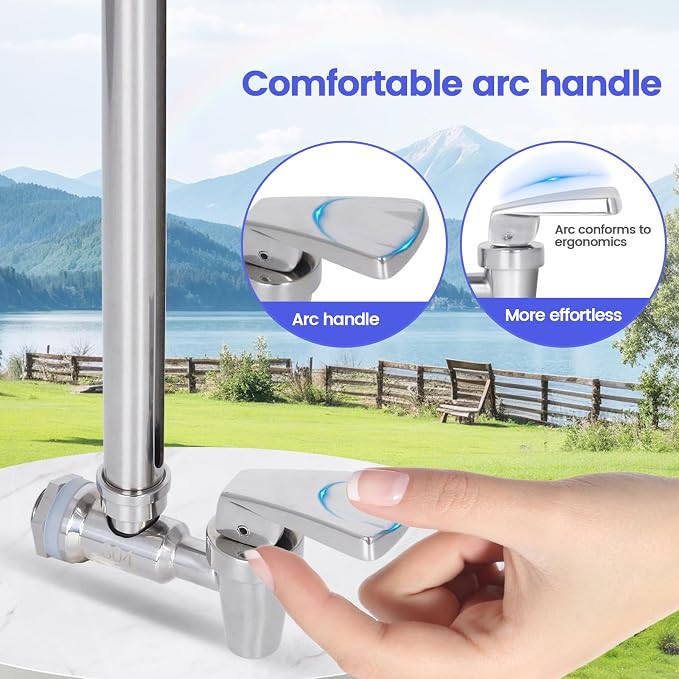 304 Stainless Steel 13 Inch Sight Glass Spigot, Compatible with Purewell, ProOne, and Other Gravity-Fed Water Filtration Systems, Clear Water Level View, Stainless Steel Handle