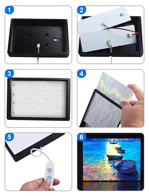 CMYK LED Lithophane Backlight Board KC009 KC010 Compatible with Bambu Lab 3D Printers, with Connection Cable | for lithophane DIY projects, compatible with Bambu Lab P1/X1/A1/H2C/P2S,uniform multi-color backlighting for translucent prin