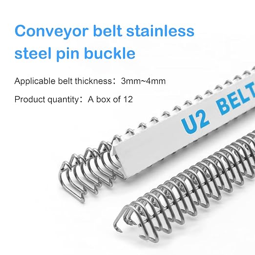 U2 Conveyor Belt Splicer 12'' Industrial Belt Fasteners 316 Steel Buckle Belt Lacing Pins for Conveyor Belt 300mm 12PCS
