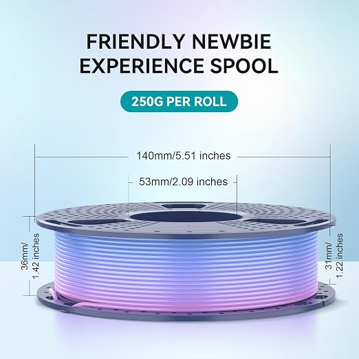 250g Rainbow PLA Filament 1.75mm Bundle, SUNLU 3D Printer Filament Neatly Wound, Fast Color Change Each 8 Meters, 250g Spool, 4 Rolls, Rainbow 01-04