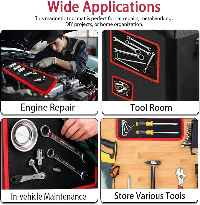 Flexible Magnetic Tool Mat Set for Mechanics,Foldable Magnetic Tool Holder | Upgraded 3 Pack Magnetic Pads for Tools,3 Sizes Magnetic Parts Tray Pad for Automotive Repair,Garage,Workshop & DIY Projects