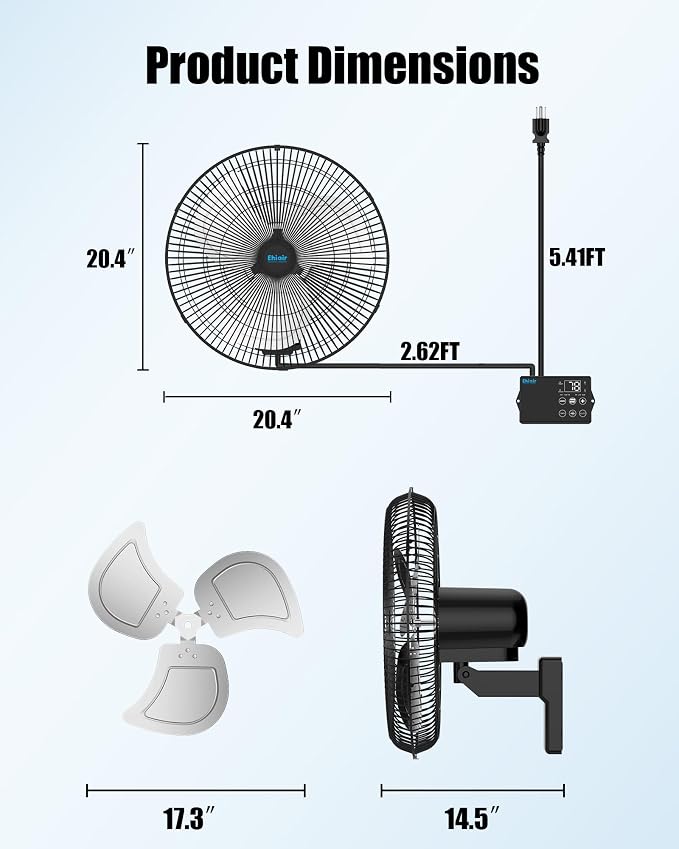 18" Wall Mounted Fan with Thermostat, Oscillating Outdoor Wall Mount Fan with Remote, 1-18H Timer, 3-Speed 4200 CFM High Velocity Industrial Wall Fan for Garage, Farm, Patio, Workshop, Barn