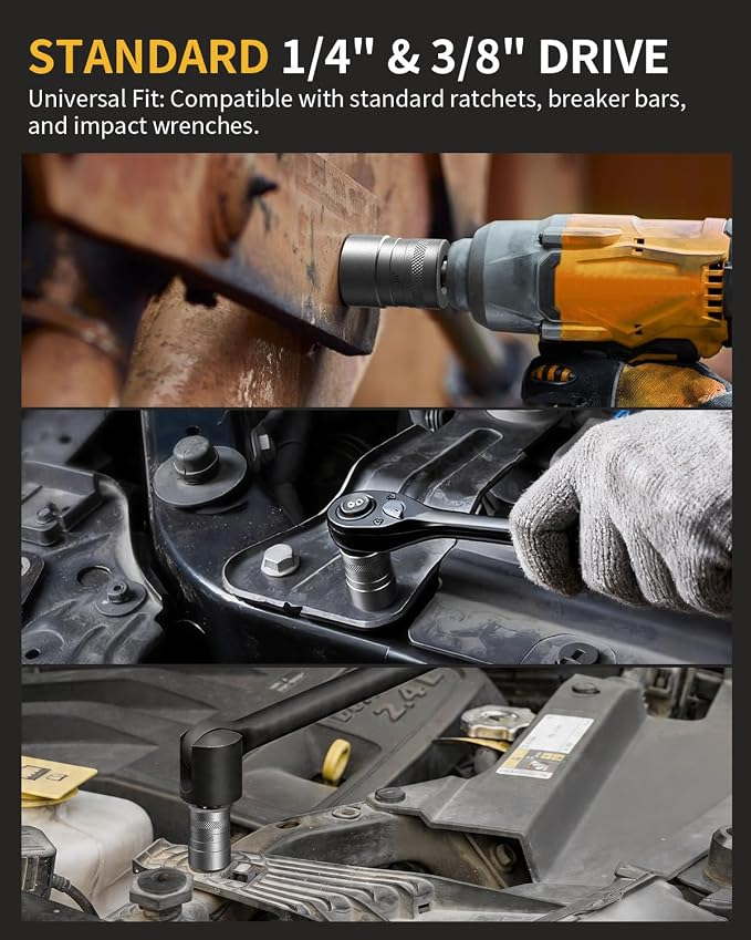 Bolt Extractor Kit, 32 Piece Easy Out Lug Nut Removal Tool, 1/4" & 3/8" Drives Damaged Bolt Extractor Socket Set for Stripped, Broken, Rusted, Rounded Fasteners