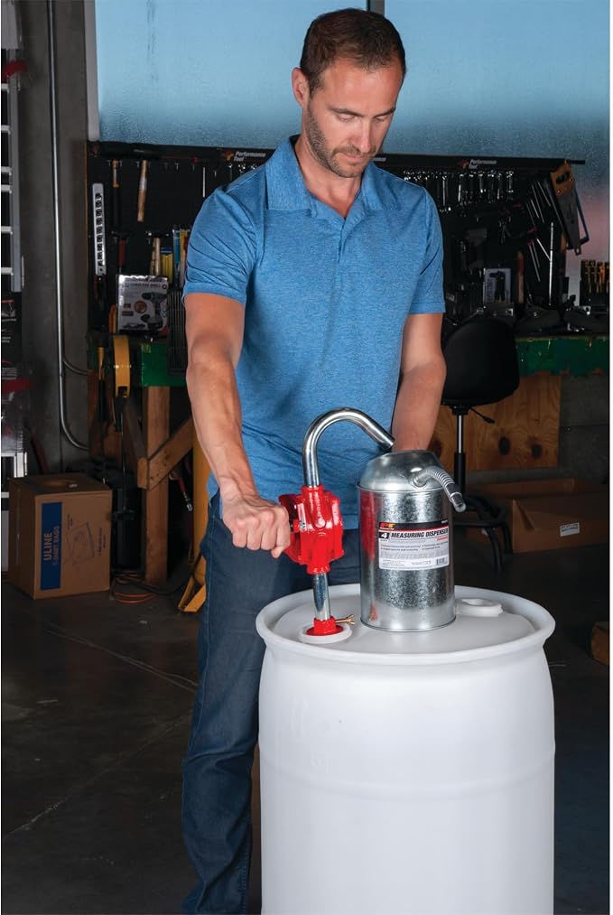 Performance Tool W54270 Rotary Barrel Pump, Pumps Light to Medium Viscosity Oils, 3 Piece Suction Pipe, 30-55 Gallon Barrels, Bung Adapter