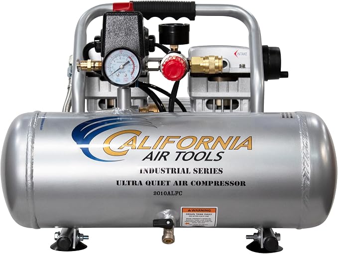 California Air Tools 2010ALFC 1.0 HP Ultra Quiet and Oil-Free Air Compressor, 2 Gallon Aluminum Tank, 60 dBA Noise Level, Industrial Series