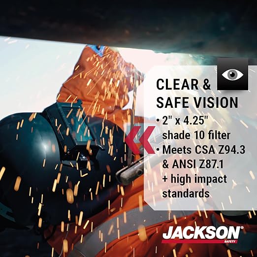 Jackson Safety PL280 Pipeline Welding Helmet - Shade 10 Flip Front Welding Hood - ANSI Z87.1 - Made in USA (Multiple Headgear Styles and Colors)