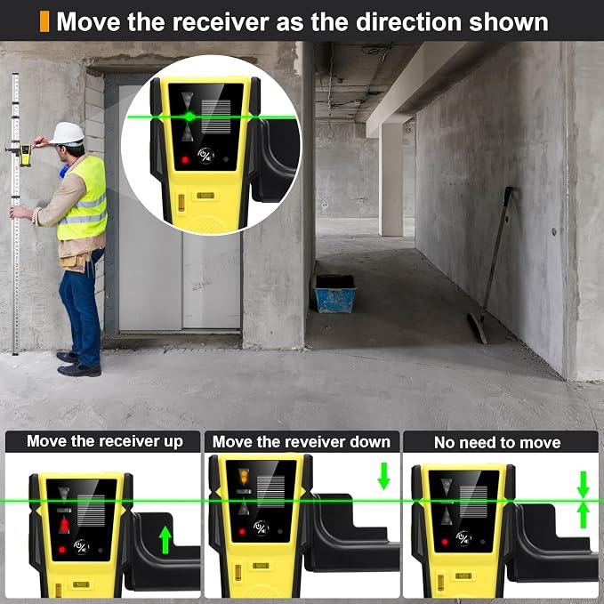 Firecore 360° Self Leveling Cross Line Laser Level with Tripod and Compatible FD30 Laser Detector