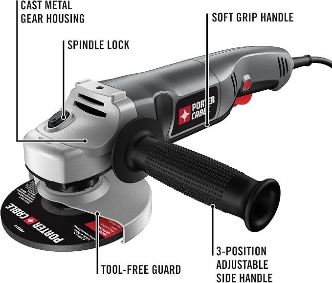 PORTER-CABLE Angle Grinder Tool, 4-1/2-Inch, 7.5-Amp (PC750AG)