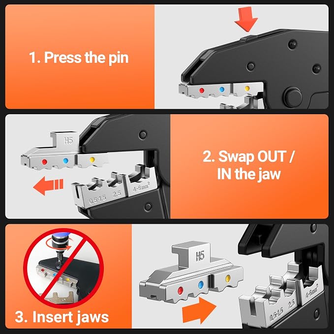 Preciva 6 PCS Crimping Tool Set with 395 PCS Connectors, Ratcheting Wire Crimper Tool for Heat Shrink,Insulated Connectors,Open Barrel,Circlip Terminals,Tube Terminals,Solar